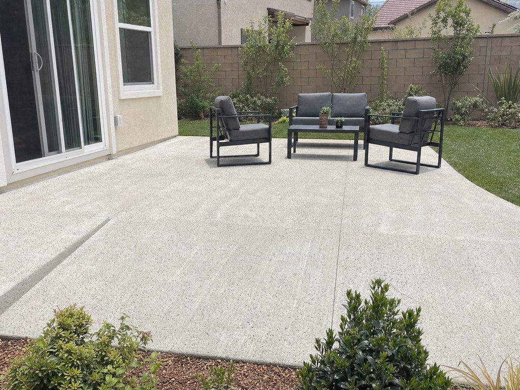 Finished concrete patio at a Stockton home