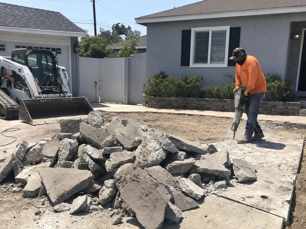 Concrete driveway demolition and removal in Stockton